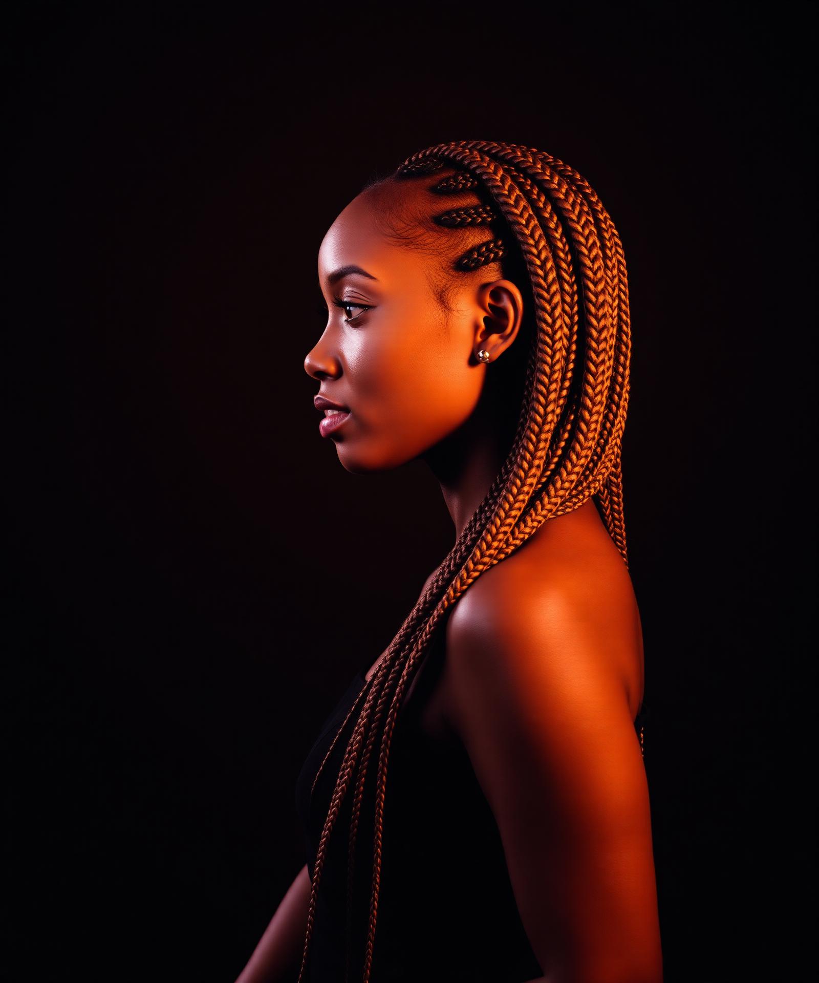 Woman with long braided hair
